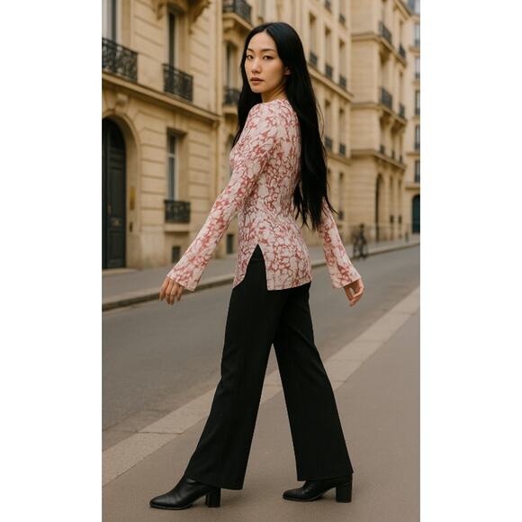 Elie Tahari Floral Sheer Silk Long Sleeve Tunic Blouse Swim Cover Small - Picture 13 of 13